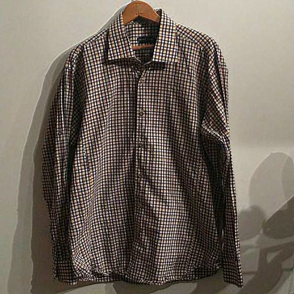 Jared Lang Button Down Shirt.‎ Yellow checkered. XL.